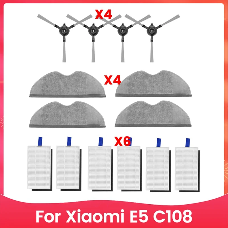14PCS For Xiaomi E5 C108 Robot Vacuum Cleaner Accessories Washable Side Brush Mop Cloth Filter Replacement Parts
14PCS For Xiaomi E5 C108 Robot Vacuum Cleaner Accessories Washable Side Brush Mop Cloth Filter Replacement Parts