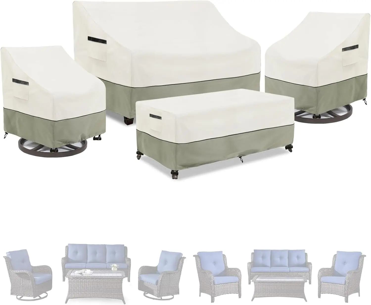 Patio Furniture Covers 4 Piece Set, 600D Heavy Duty Outdoor Furniture Covers Waterproof for Patio 3-Seater Sofa,Swivel Rocker Ch
Patio Furniture Covers 4 Piece Set, 600D Heavy Duty Outdoor Furniture Covers Waterproof for Patio 3-Seater Sofa,Swivel Rocker Ch