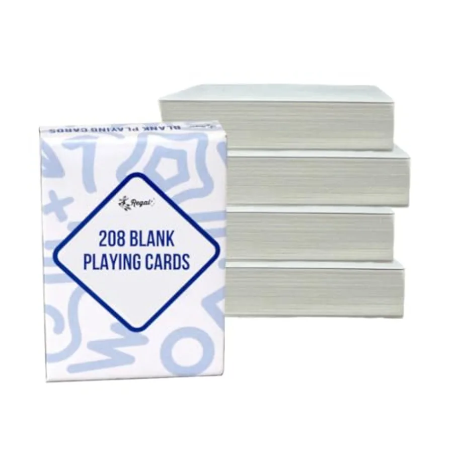 Blank Playing Cards for Custom Writing White Cardstock Poker Size 2.5 x 3.5 208 Cards (4 Packs × 52) Smooth Surface for Ink Mar
Blank Playing Cards for Custom Writing White Cardstock Poker Size 2.5 x 3.5 208 Cards (4 Packs × 52) Smooth Surface for Ink Mar