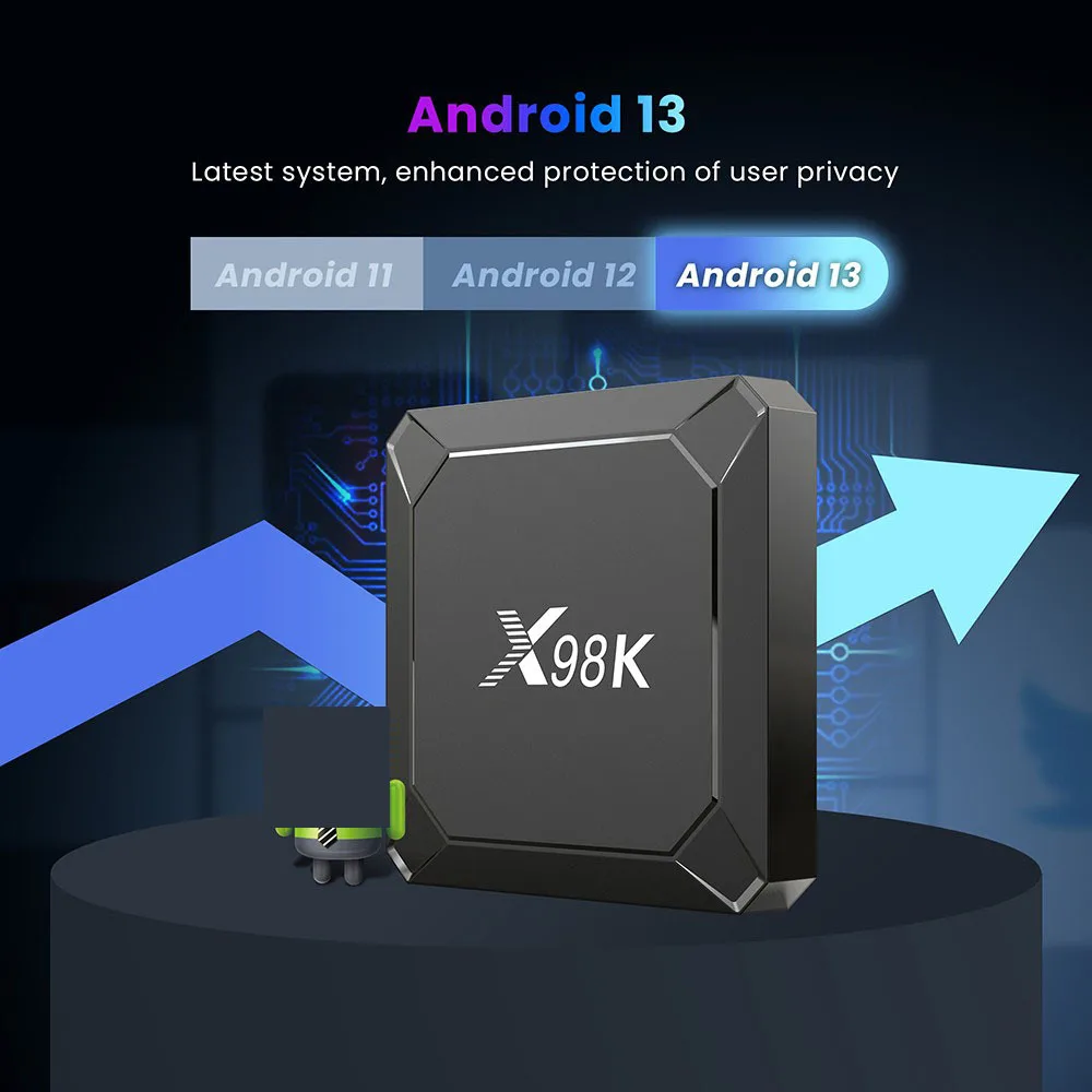 X98K Smart TV Box RK3528 Quad Core Cortex A53 Android 13 2GB RAM 16GB Optional 4GB 32/64/128GB ROM 2.4G 5G Dual WiFi6 BT5.X 100M
X98K Smart TV Box RK3528 Quad Core Cortex A53 Android 13 2GB RAM 16GB Optional 4GB 32/64/128GB ROM 2.4G 5G Dual WiFi6 BT5.X 100M