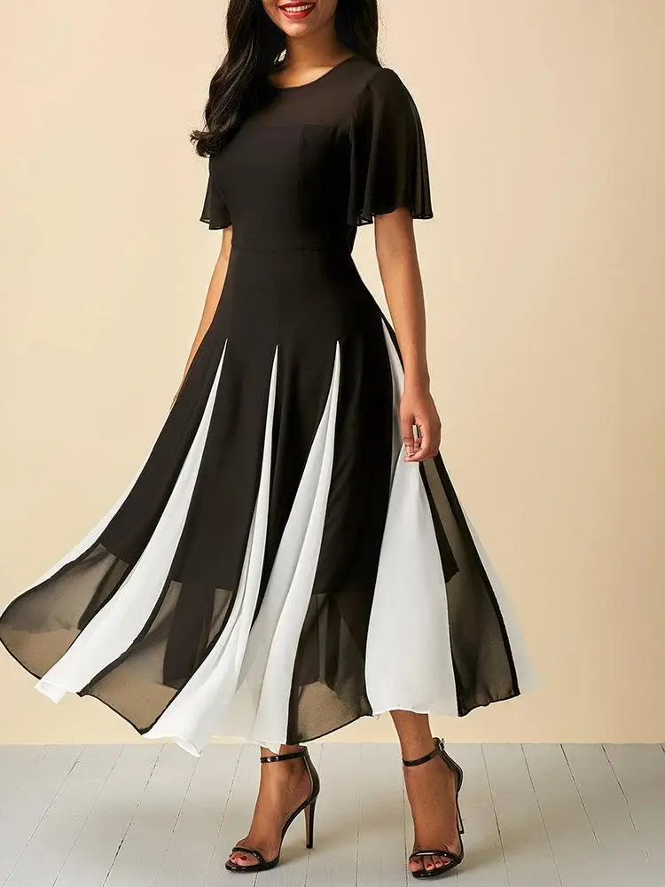 Plus Size Wedding Guest Dresses Women Summer One-piece Dress Chiffon Patchwork Short Sleeve Dress Elegant Party Long Dress
Plus Size Wedding Guest Dresses Women Summer One-piece Dress Chiffon Patchwork Short Sleeve Dress Elegant Party Long Dress