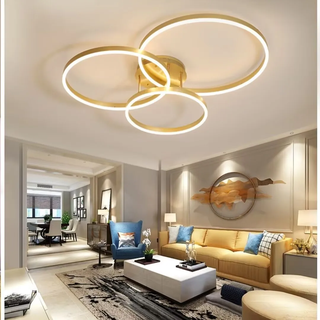 Simple and luxurious ceiling lamp, multi ring combined LED lamp, aluminum layer distributed large lamp, circular pendant lamp
Simple and luxurious ceiling lamp, multi ring combined LED lamp, aluminum layer distributed large lamp, circular pendant lamp