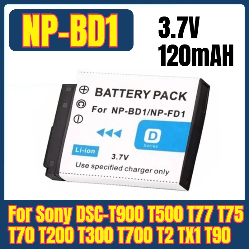 3.7V 120mAH NP-BD1 NP-FD1 Camera Batteries for Sony DSC-T900 T500 T77 T75 T70 T200 T300 T700 T2 TX1 T90
3.7V 120mAH NP-BD1 NP-FD1 Camera Batteries for Sony DSC-T900 T500 T77 T75 T70 T200 T300 T700 T2 TX1 T90