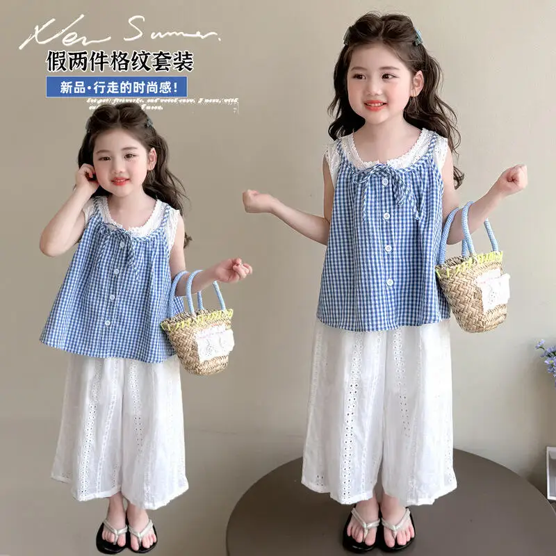 Summer New Girls Short-Sleeved Straight Pants Suit Children's Fashion Sleeveless Wide-Leg Pants Sweet Soft Vest Two-Piece Set
Summer New Girls Short-Sleeved Straight Pants Suit Children's Fashion Sleeveless Wide-Leg Pants Sweet Soft Vest Two-Piece Set