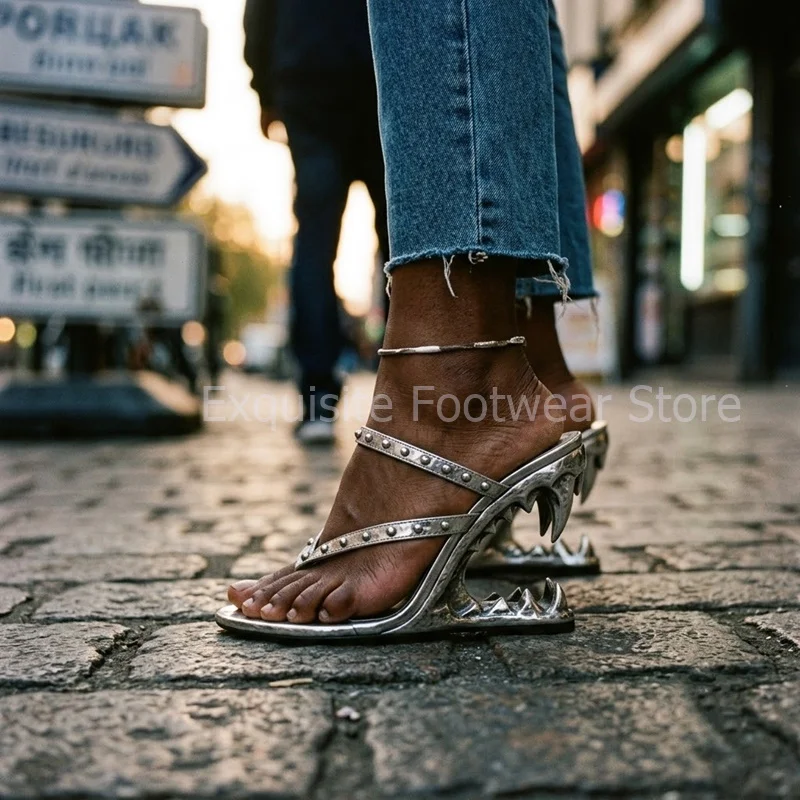 Sandals Comfortable Walking Lightweight Soft Leather Metallic Silver Punk Studded Architectural Wedge Ultra High Heels Plus Size
Sandals Comfortable Walking Lightweight Soft Leather Metallic Silver Punk Studded Architectural Wedge Ultra High Heels Plus Size