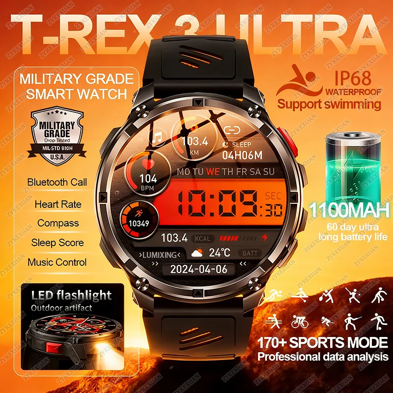 2026 Новые умные часы T-REX3 для улицы, 1,7 дюйма, AMOLED-экран, 1100 мАч, большая батарея, 1 АТМ, водонепроницаемый компас, спортивный мужской фитнес-браслет
2026 Новые умные часы T-REX3 для улицы, 1,7 дюйма, AMOLED-экран, 1100 мАч, большая батарея, 1 АТМ, водонепроницаемый компас, спортивный мужской фитнес-браслет