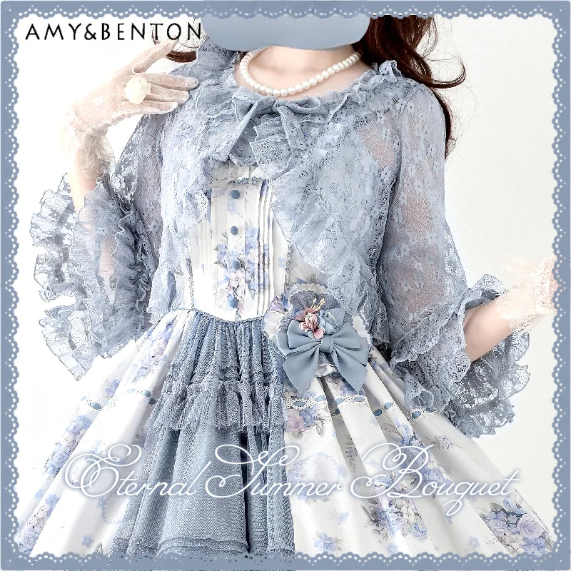 Spring Summer New Daily Versatile Lolita Cardigan Sweet Cute Ruffle Edge V-neck Horn Sleeve Loose Jacket Lace Thin Short Coats
Spring Summer New Daily Versatile Lolita Cardigan Sweet Cute Ruffle Edge V-neck Horn Sleeve Loose Jacket Lace Thin Short Coats
