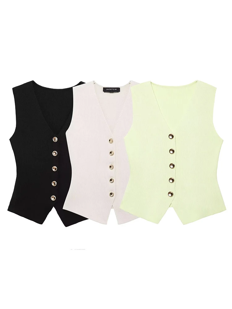 KUCLUT Women Fashion Solid Single Breasted Knitted Vest Tank Tops Vintage V-Neck Sleeveless Female Chic Lady Top
KUCLUT Women Fashion Solid Single Breasted Knitted Vest Tank Tops Vintage V-Neck Sleeveless Female Chic Lady Top