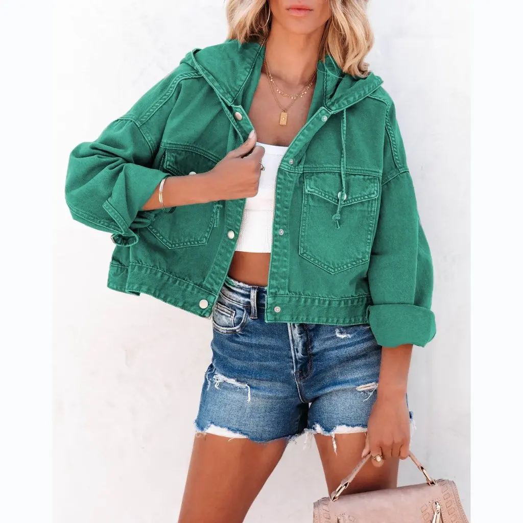 Женская джинсовая куртка, модная уличная куртка с капюшоном и шнурком, свободная посадка, европейско-американский дизайн, осенне-зимняя верхняя одежда 
Женская джинсовая куртка, модная уличная куртка с капюшоном и шнурком, свободная посадка, европейско-американский дизайн, осенне-зимняя верхняя одежда