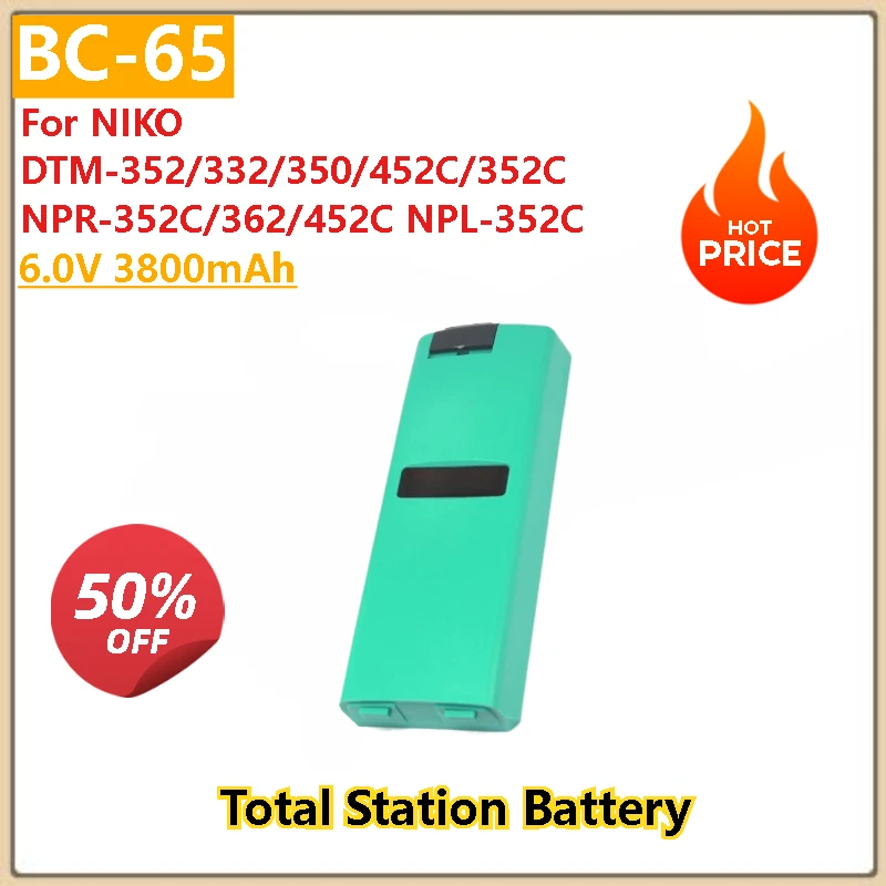 100% New High Quality 6.0V 3800mAh Total Station Battery BC-65 for NIKO NPR-352C/362/452C NPL-352C DTM-352/332/350/452C/352C
100% New High Quality 6.0V 3800mAh Total Station Battery BC-65 for NIKO NPR-352C/362/452C NPL-352C DTM-352/332/350/452C/352C