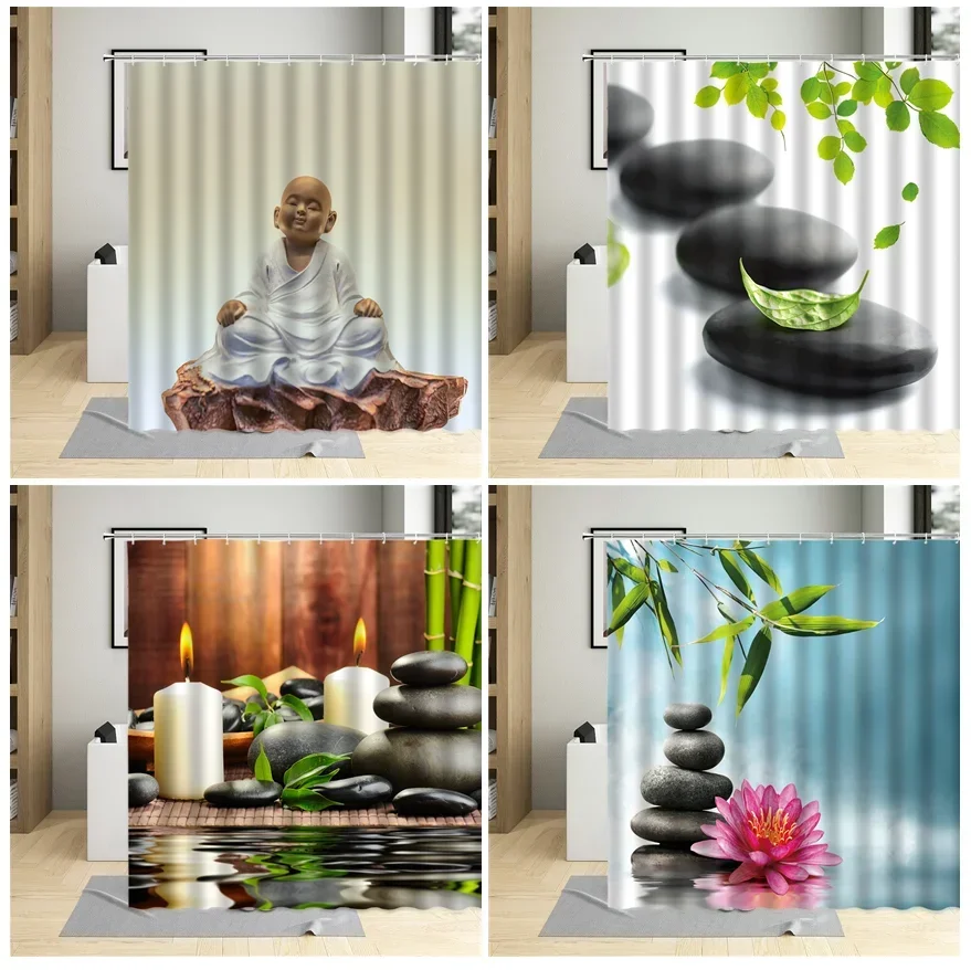 Zen занавеска для душа, зеленые растения, бамбуковые листья, галька, Будда, цветочный узор, декор для ванной комнаты, подвесные шторы из полиэстера, набор
Zen занавеска для душа, зеленые растения, бамбуковые листья, галька, Будда, цветочный узор, декор для ванной комнаты, подвесные шторы из полиэстера, набор