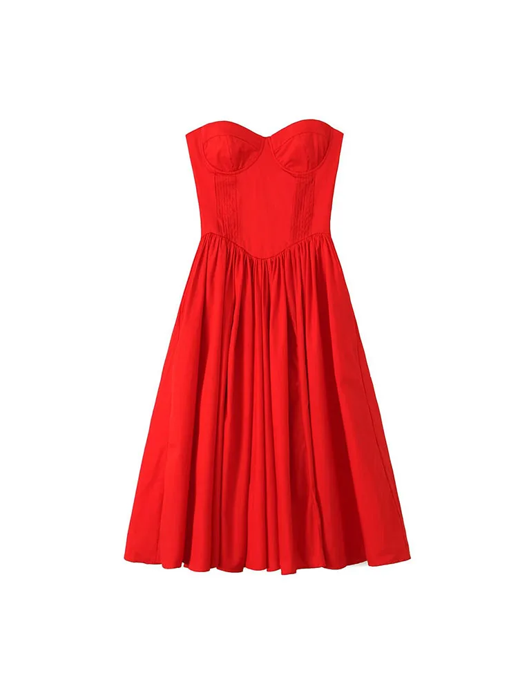 European and American 2024 summer fashion new women's French slim fit red tube top swing mid-length dress
European and American 2024 summer fashion new women's French slim fit red tube top swing mid-length dress
