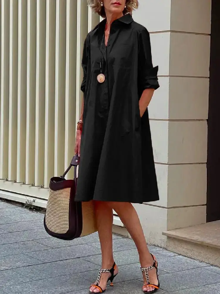 Missuoo 2024 Women's Stylish Midi Dress Solid Color Lapel Long Sleeves Shirt Dress Female Daily Commuter Wears Buttoned Dresses
Missuoo 2024 Women's Stylish Midi Dress Solid Color Lapel Long Sleeves Shirt Dress Female Daily Commuter Wears Buttoned Dresses