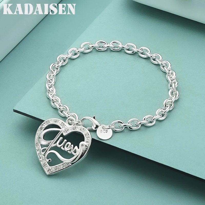 925 Sterling Silver Love Heart Bracelets Charm Classic Chain For Women Wedding Party High Quality Fashion Jewelry
925 Sterling Silver Love Heart Bracelets Charm Classic Chain For Women Wedding Party High Quality Fashion Jewelry