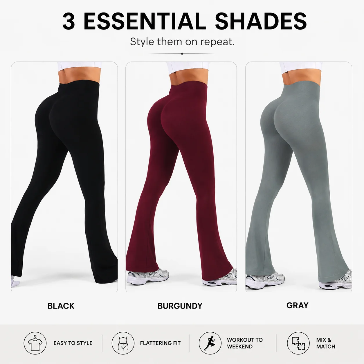 Womens Flared Yoga Pants, High Waisted Flare Leggings Bottom Bootcut Yoga Pants 6 S79f08d5065b147568f275b847a356c3do