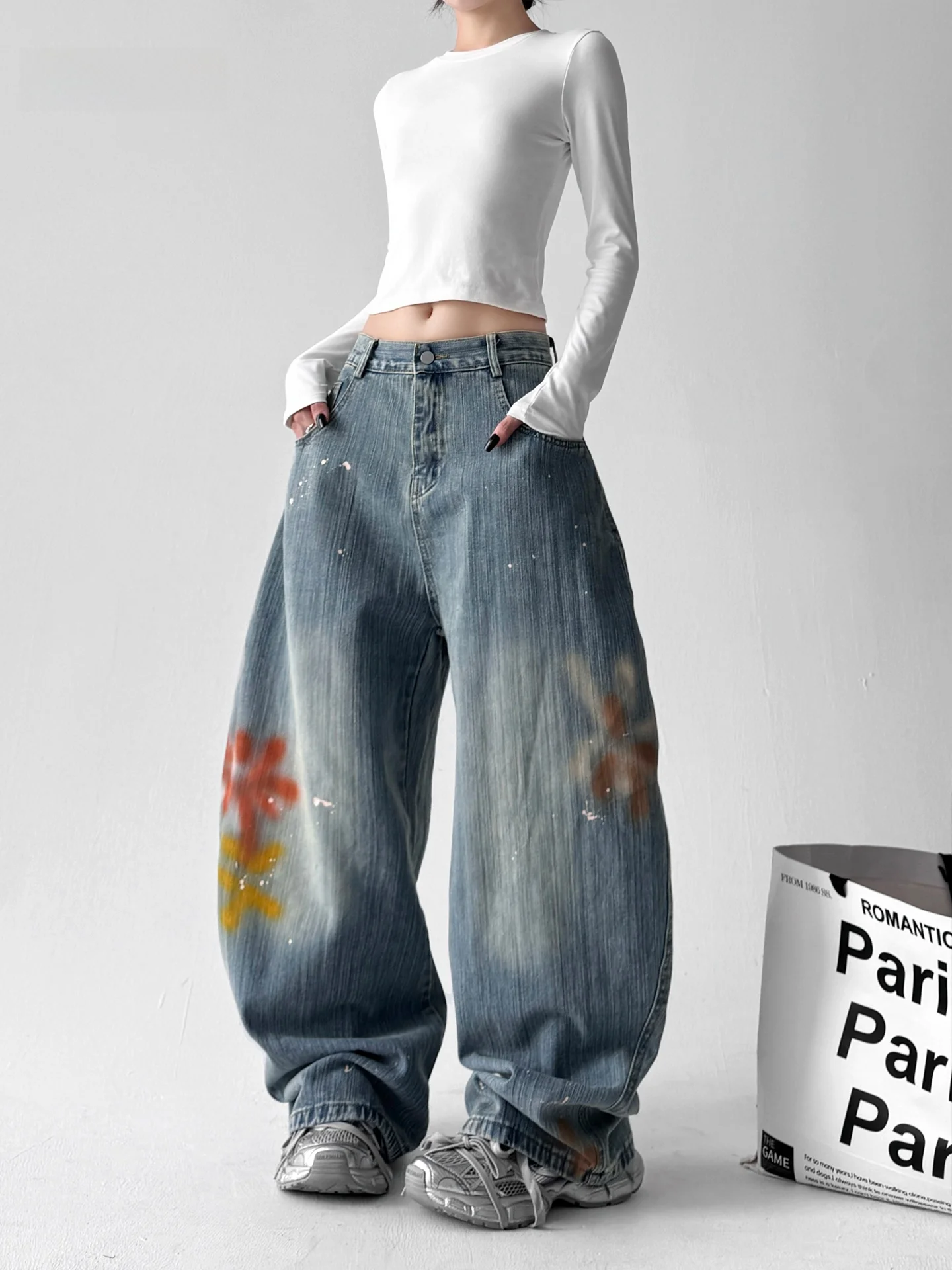 Новые летние джинсы в стиле ретро с диагональным кольцом из джинсовой ткани с фейерверком и принтом для уличных танцев, джинсы с высокой талией и широкими штанинами, повседневная свободная посадка
Новые летние джинсы в стиле ретро с диагональным кольцом из джинсовой ткани с фейерверком и принтом для уличных танцев, джинсы с высокой талией и широкими штанинами, повседневная свободная посадка