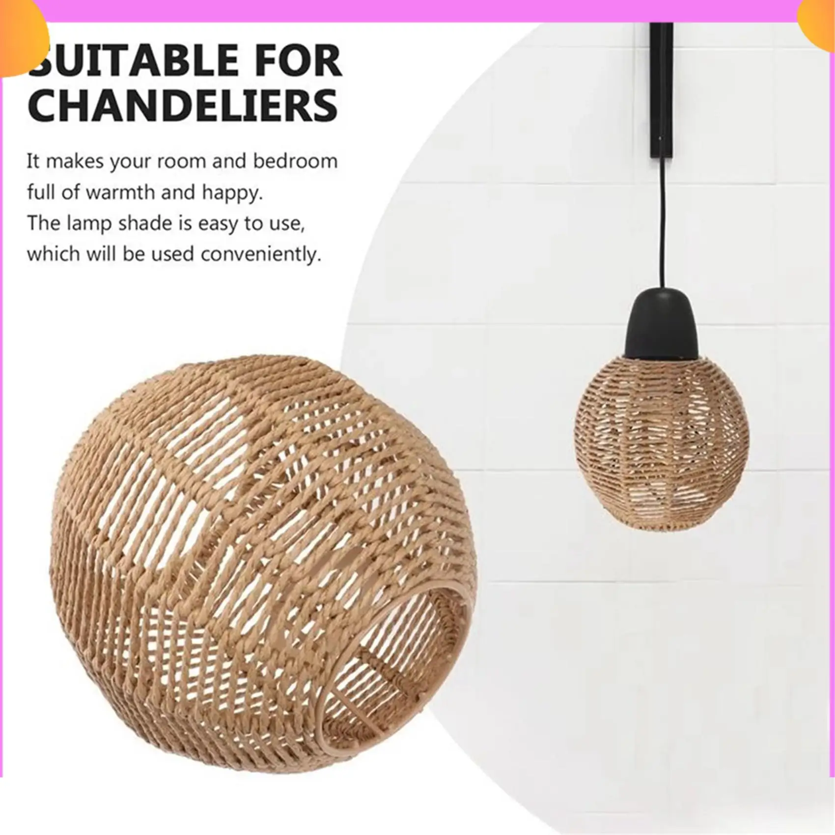 A23P 2X Home Lighting Rattan Lamp Cover Handmade Woven Chandelier Retro Lampshade Homestay Lampshade Decorative Chandelier
A23P 2X Home Lighting Rattan Lamp Cover Handmade Woven Chandelier Retro Lampshade Homestay Lampshade Decorative Chandelier