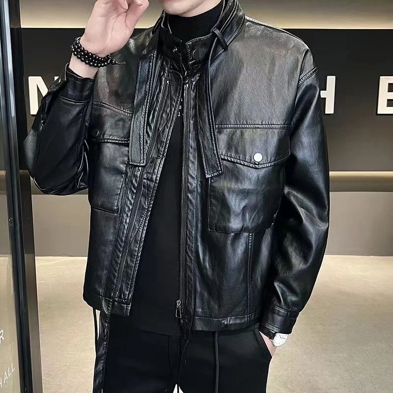 Sli Men's Leather Jaet Spring Autumn Baseball Design Trendy Motorcycle Jaet Boys Faionable Outerwear Coat
Sli Men's Leather Jaet Spring Autumn Baseball Design Trendy Motorcycle Jaet Boys Faionable Outerwear Coat