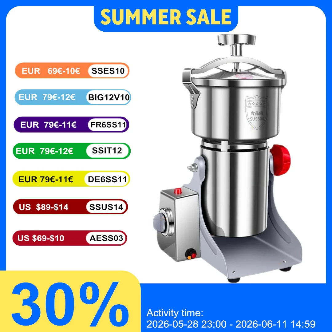 800G/1000G Household Electric Grain Crusher-High-Capacity 304 Stainless Steel Grinder High-Speed Electric Machine Sliver Home
800G/1000G Household Electric Grain Crusher-High-Capacity 304 Stainless Steel Grinder High-Speed Electric Machine Sliver Home