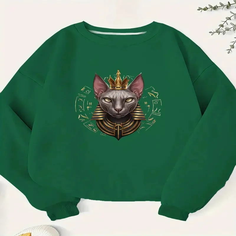 Majestic Egyptian Sphynx Cat Logo Женская повседневная толстовка больших размеров Женская и мужская уличная одежда унисекс Винтажная стираная футболка большого размера Y2k
Majestic Egyptian Sphynx Cat Logo Женская повседневная толстовка больших размеров Женская и мужская уличная одежда унисекс Винтажная стираная футболка большого размера Y2k