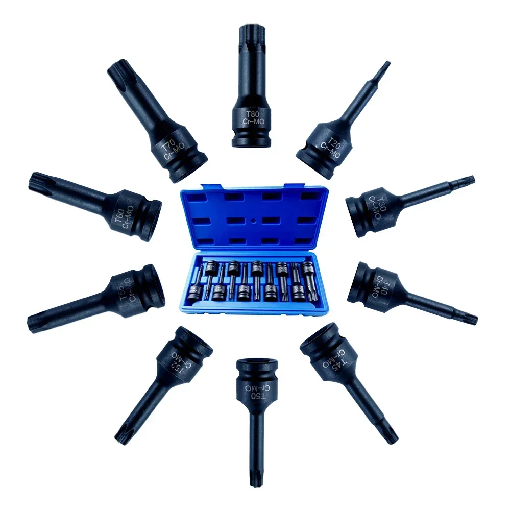 10 шт., Набор торцевых головок Torx, 1/2 дюйма
10 шт., Набор торцевых головок Torx, 1/2 дюйма