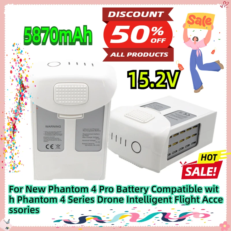 For New Phantom 4 Pro Battery Compatible with Phantom 4 Series Drone Intelligent Flight Accessories 5870mAh 15.2V
For New Phantom 4 Pro Battery Compatible with Phantom 4 Series Drone Intelligent Flight Accessories 5870mAh 15.2V