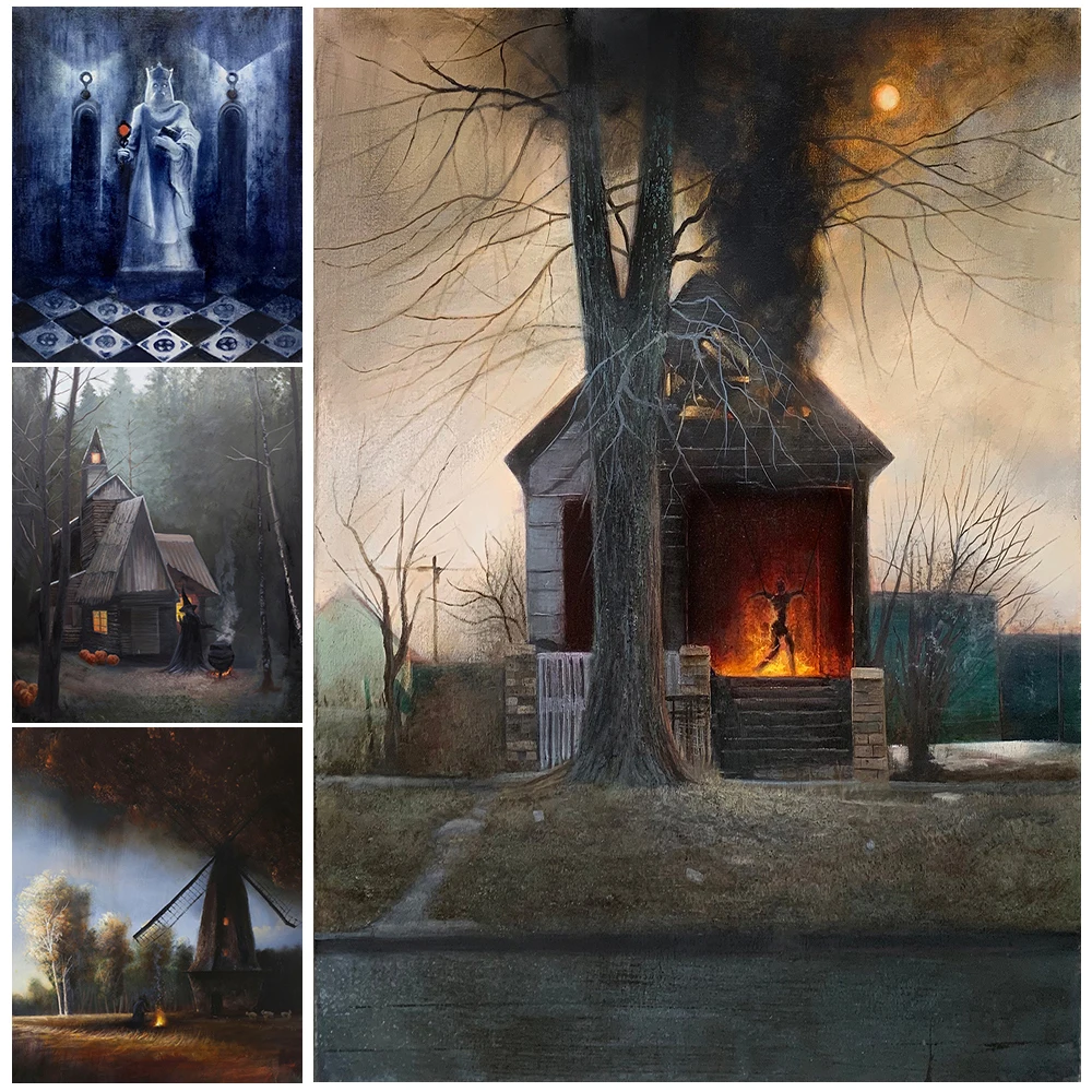 The Witch's Cottage And Statues In Haunted Houses Vintage Wall Art Canvas Painting Salem Witch House Art Poster And Print Decor
The Witch's Cottage And Statues In Haunted Houses Vintage Wall Art Canvas Painting Salem Witch House Art Poster And Print Decor