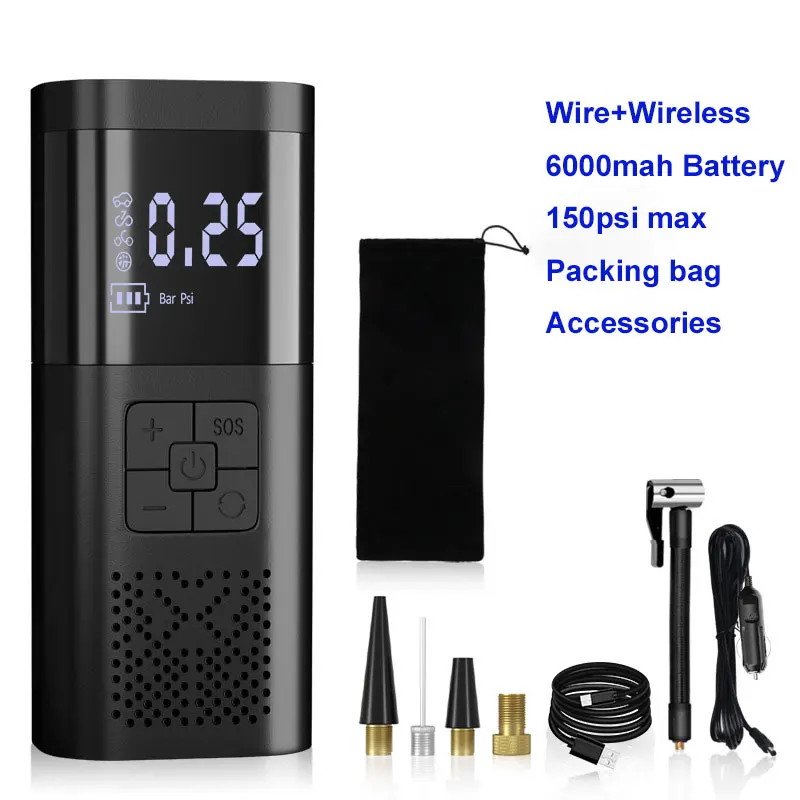 Портативный автомобильный насос для накачивания, электрический цифровой 6000 мАч, беспроводной воздушный инжектор для шин, аксессуары для автомобиля, мотоциклов, велосипедный мяч
Портативный автомобильный насос для накачивания, электрический цифровой 6000 мАч, беспроводной воздушный инжектор для шин, аксессуары для автомобиля, мотоциклов, велосипедный мяч