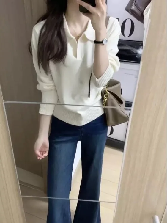 Женский красивый вязаный свитер с длинными рукавами молочно-белого цвета в корейском стиле, мягкий, стандартного кроя, осенний модный топ
Женский красивый вязаный свитер с длинными рукавами молочно-белого цвета в корейском стиле, мягкий, стандартного кроя, осенний модный топ