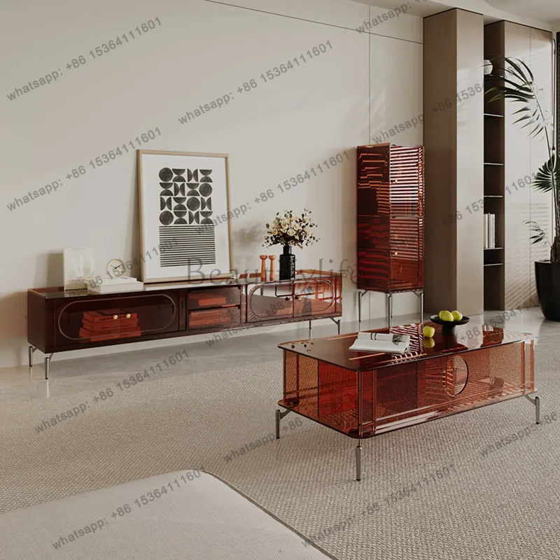 Italian TV cabinet coffee table combination light luxury acrylic modern simple living room storage household
Italian TV cabinet coffee table combination light luxury acrylic modern simple living room storage household