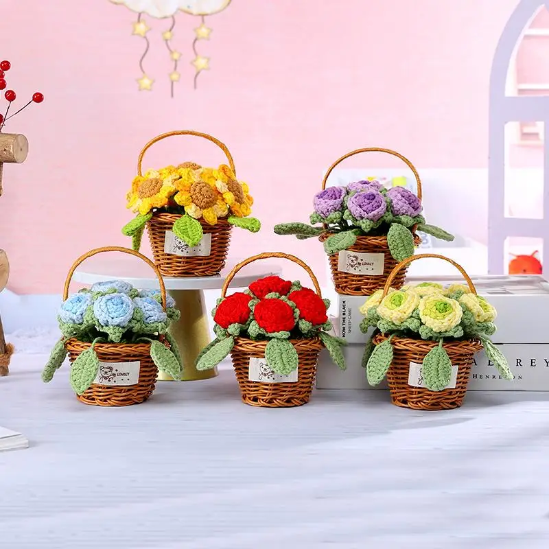 Creative Knitted Rose Hand-knitted Flower Woven Rattan Potted Wedding Ornament Office Desktop Decor Graduation Flower
Creative Knitted Rose Hand-knitted Flower Woven Rattan Potted Wedding Ornament Office Desktop Decor Graduation Flower