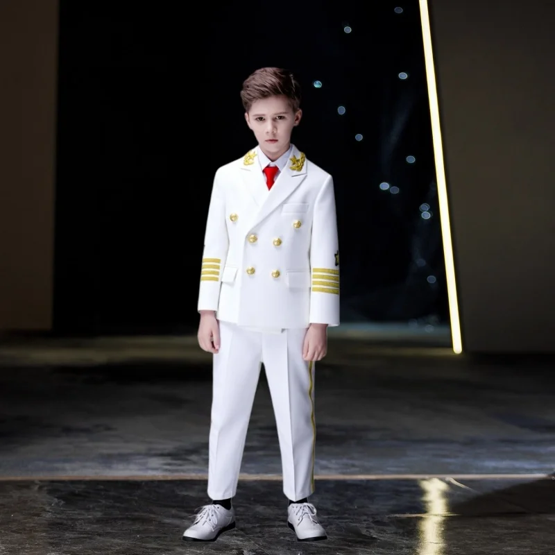 Boys Grils White Pilot Uniform Suit Kids Formal Wedding Birthday Party Wear Children Piano Host Performance Costume
Boys Grils White Pilot Uniform Suit Kids Formal Wedding Birthday Party Wear Children Piano Host Performance Costume