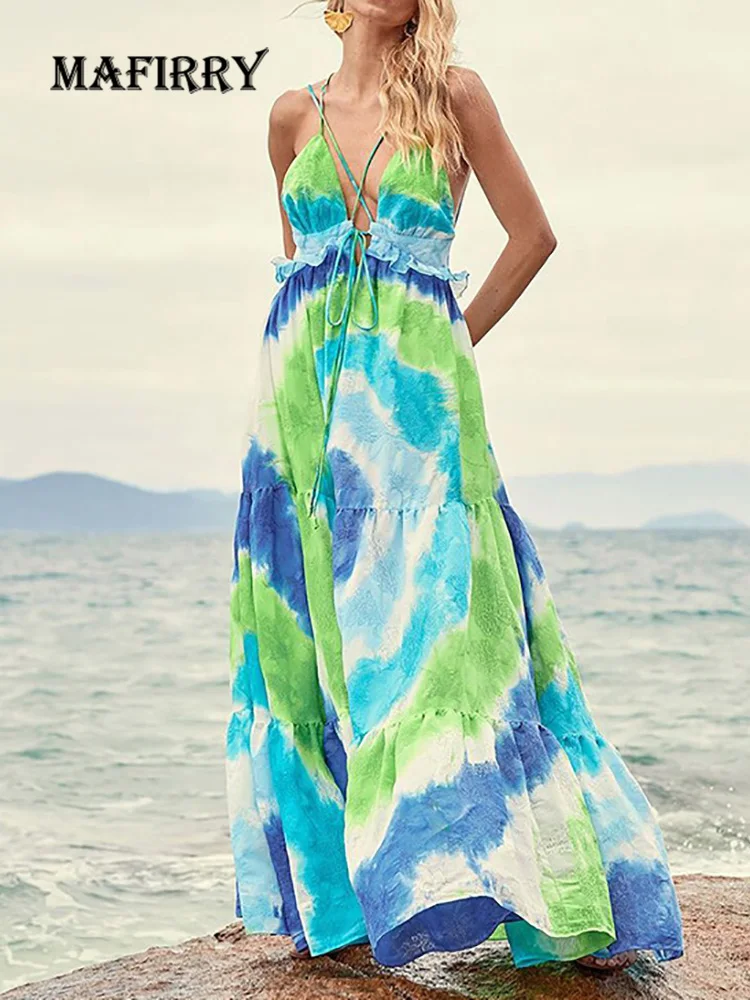 Beach Style Sexy Women Colorful Dress V Neck Hollow Out Patchwork Lace Up Dress Sleeveless Femme Print Backless Loose Dress New
Beach Style Sexy Women Colorful Dress V Neck Hollow Out Patchwork Lace Up Dress Sleeveless Femme Print Backless Loose Dress New