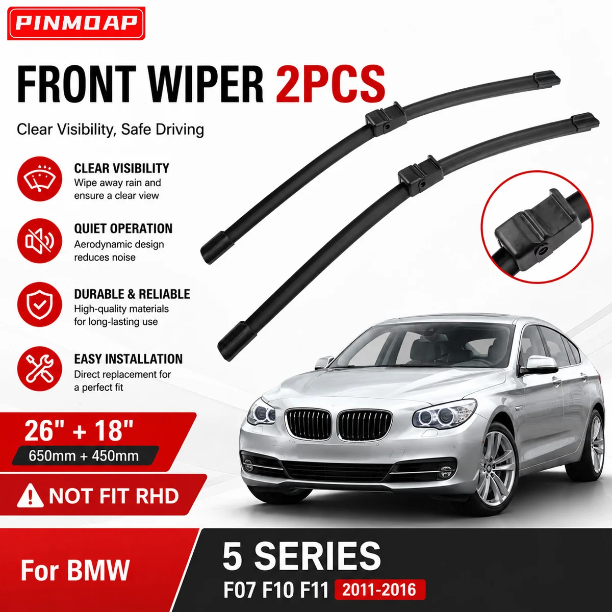PINMOAP Wiper Is Suitable For Bmw 5 Series F07 F10 F11 2011-2016 Boneless Silent Wiper And Front Windshield Wiper Replacement
PINMOAP Wiper Is Suitable For Bmw 5 Series F07 F10 F11 2011-2016 Boneless Silent Wiper And Front Windshield Wiper Replacement