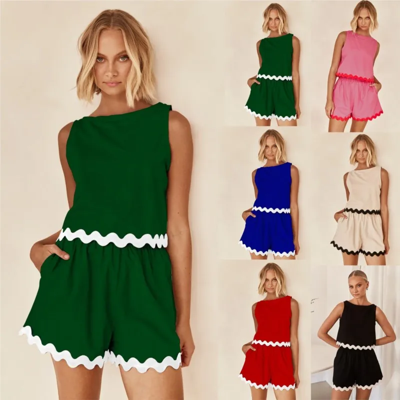 2024 Shorts Suit Tops High Waist Shorts Women Summer Vacation Beach 2 Piece Sleeveless Shorts Suit Women Casual
2024 Shorts Suit Tops High Waist Shorts Women Summer Vacation Beach 2 Piece Sleeveless Shorts Suit Women Casual