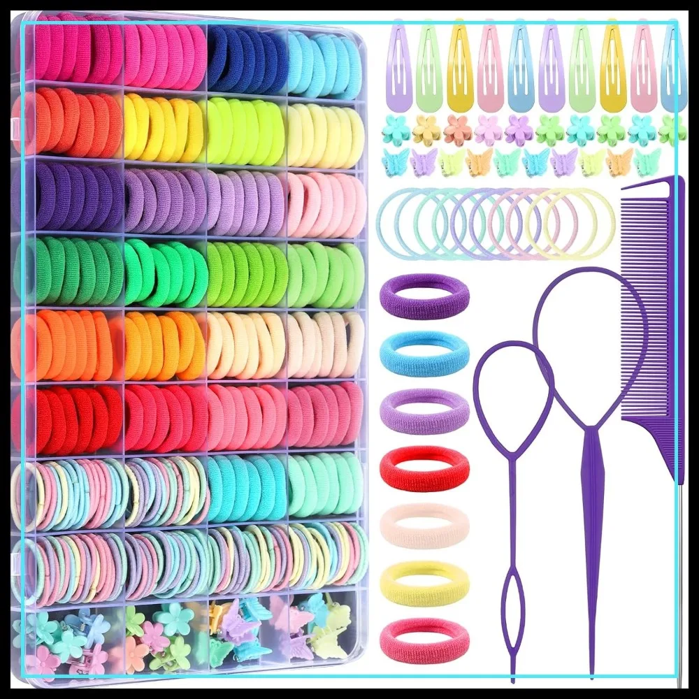 360 Piece Hair Accessories Set: Elastic Ties, Clips, and Tail Tools
360 Piece Hair Accessories Set: Elastic Ties, Clips, and Tail Tools
