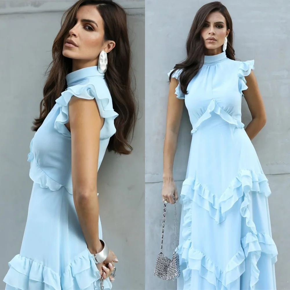 Customized High Quality Blue Chiffon Evening Dress Exquisite High Collar Sleeveless Celebrity Gowns Sweep Train Vestido De Festa
Customized High Quality Blue Chiffon Evening Dress Exquisite High Collar Sleeveless Celebrity Gowns Sweep Train Vestido De Festa