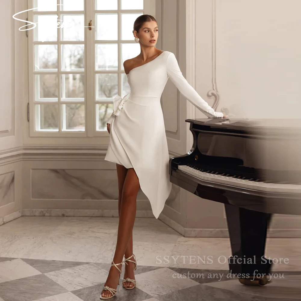 SSYTENS Modern Short Sheath Wedding Dresses Flower Off The Shoulder Long Sleeves Simple Above-Knee Vestidos De Noiva Customized
SSYTENS Modern Short Sheath Wedding Dresses Flower Off The Shoulder Long Sleeves Simple Above-Knee Vestidos De Noiva Customized