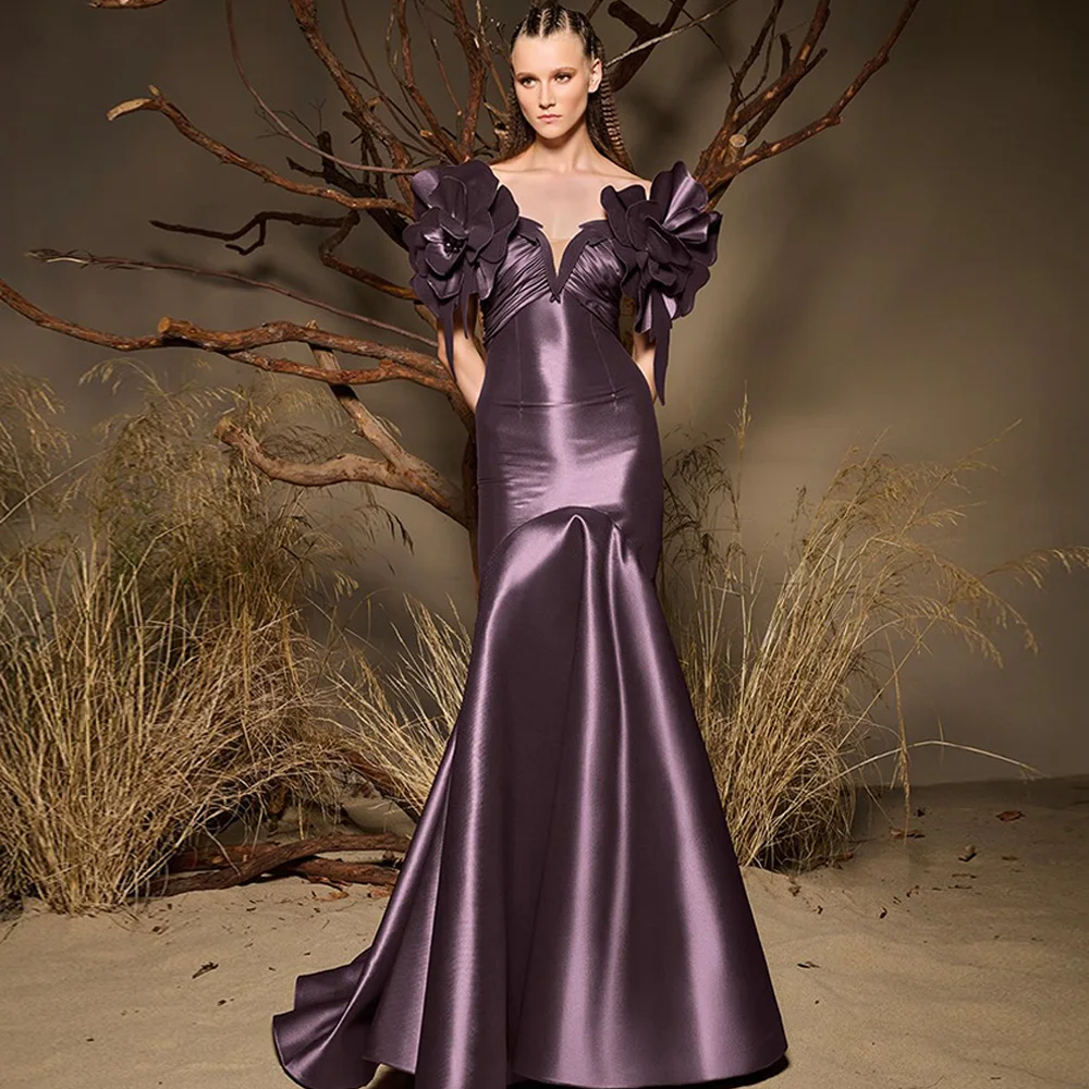 Elegant Mermaid Satin Customized Evening Dress Exquisite Handmade Flowers Vestido De Festa Charming Off the Shoulder Prom Dress
Elegant Mermaid Satin Customized Evening Dress Exquisite Handmade Flowers Vestido De Festa Charming Off the Shoulder Prom Dress
