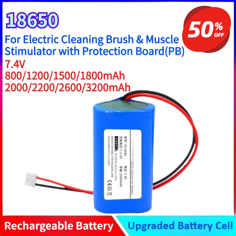 18650 7.4V 2000/2200/2600/3200mAh New Li-ion Battery for Electric Cleaning Brush & Muscle Stimulator with Protection Board(PB)
18650 7.4V 2000/2200/2600/3200mAh New Li-ion Battery for Electric Cleaning Brush & Muscle Stimulator with Protection Board(PB)
