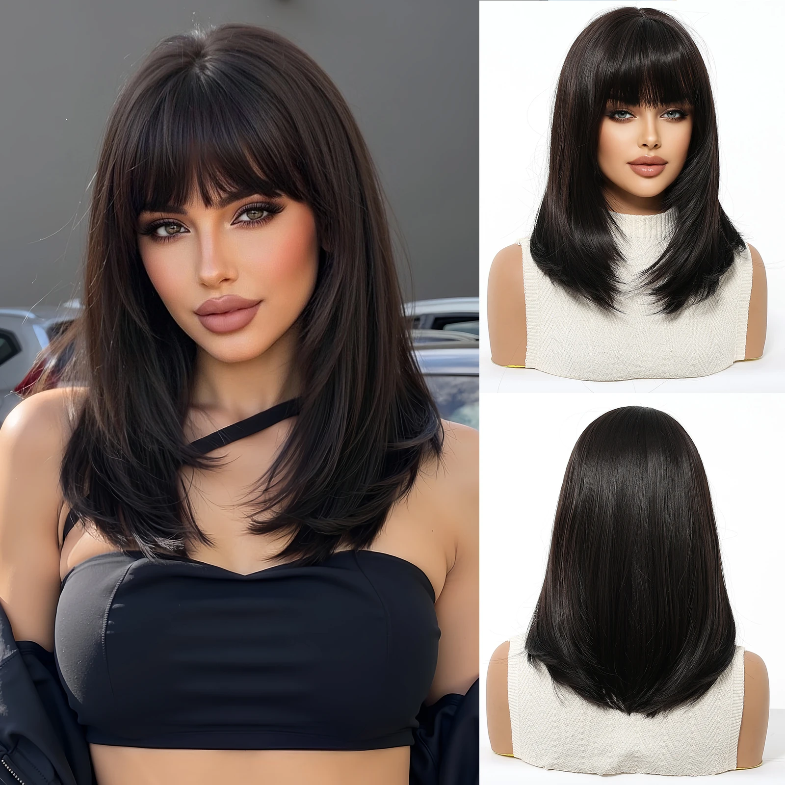 Black Short Straight Layered Wigs Natural Clavicle Length Synthetic Wig With Bangs For Women Daily Cosplay Party Heat Resistant
Black Short Straight Layered Wigs Natural Clavicle Length Synthetic Wig With Bangs For Women Daily Cosplay Party Heat Resistant