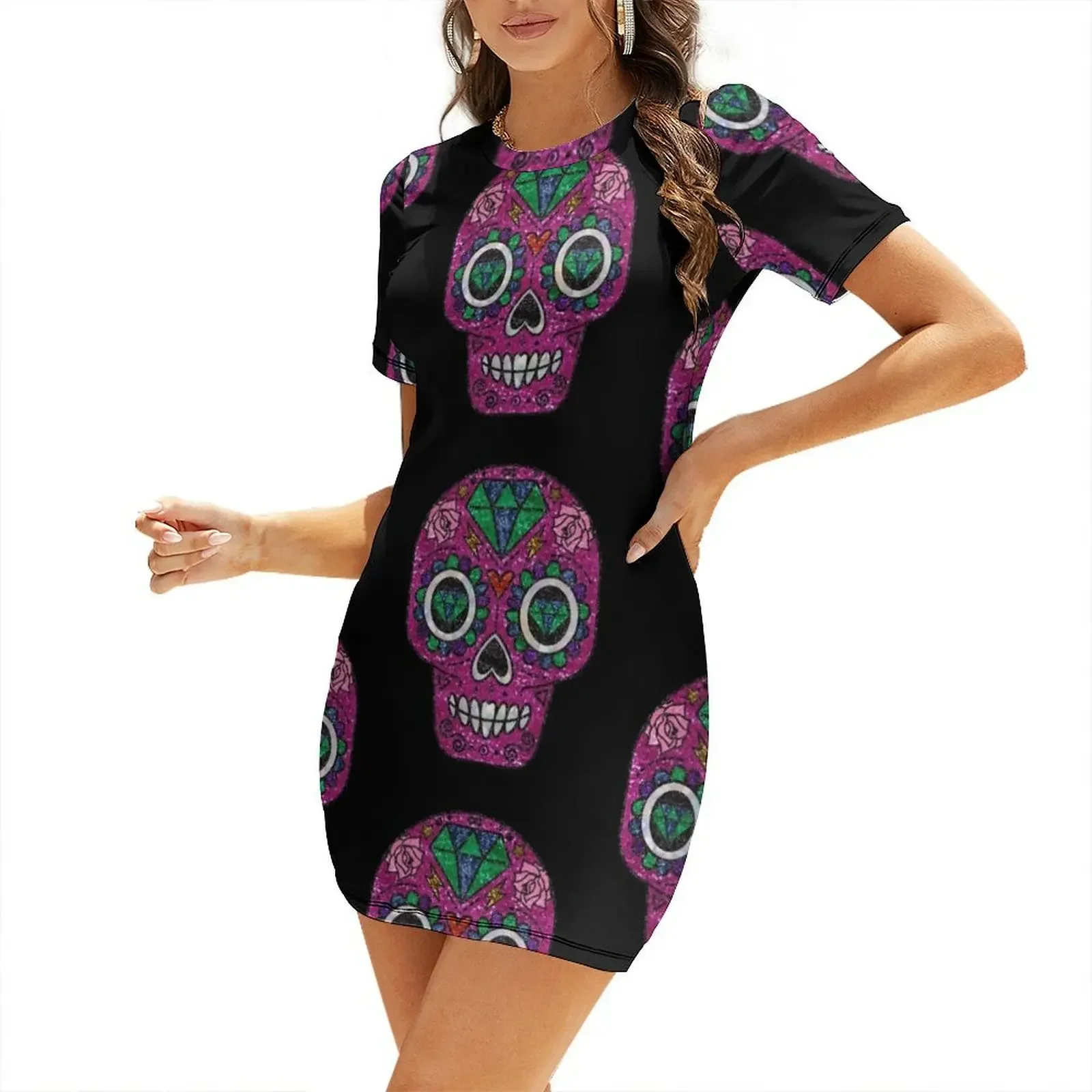 pink glitter sugar skull Short-Sleeved Dress woman dress clothes for woman women evening dress summer dresses women 2026
pink glitter sugar skull Short-Sleeved Dress woman dress clothes for woman women evening dress summer dresses women 2026