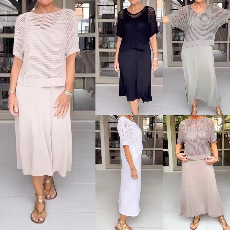 New Knitted Empty Dress Set Casual Solid Color Crew Neck Knitted Sweater European and American Style Dress Set
New Knitted Empty Dress Set Casual Solid Color Crew Neck Knitted Sweater European and American Style Dress Set