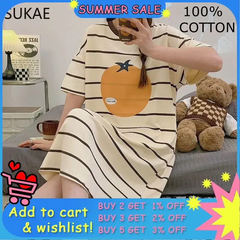 100% COTTON! SUKAE Women Cartoon Nightgown Summer Short Sleeves Sleepshirt Anti-bacterial HQ Nightdress Korean Chic Girls Dress
100% COTTON! SUKAE Women Cartoon Nightgown Summer Short Sleeves Sleepshirt Anti-bacterial HQ Nightdress Korean Chic Girls Dress