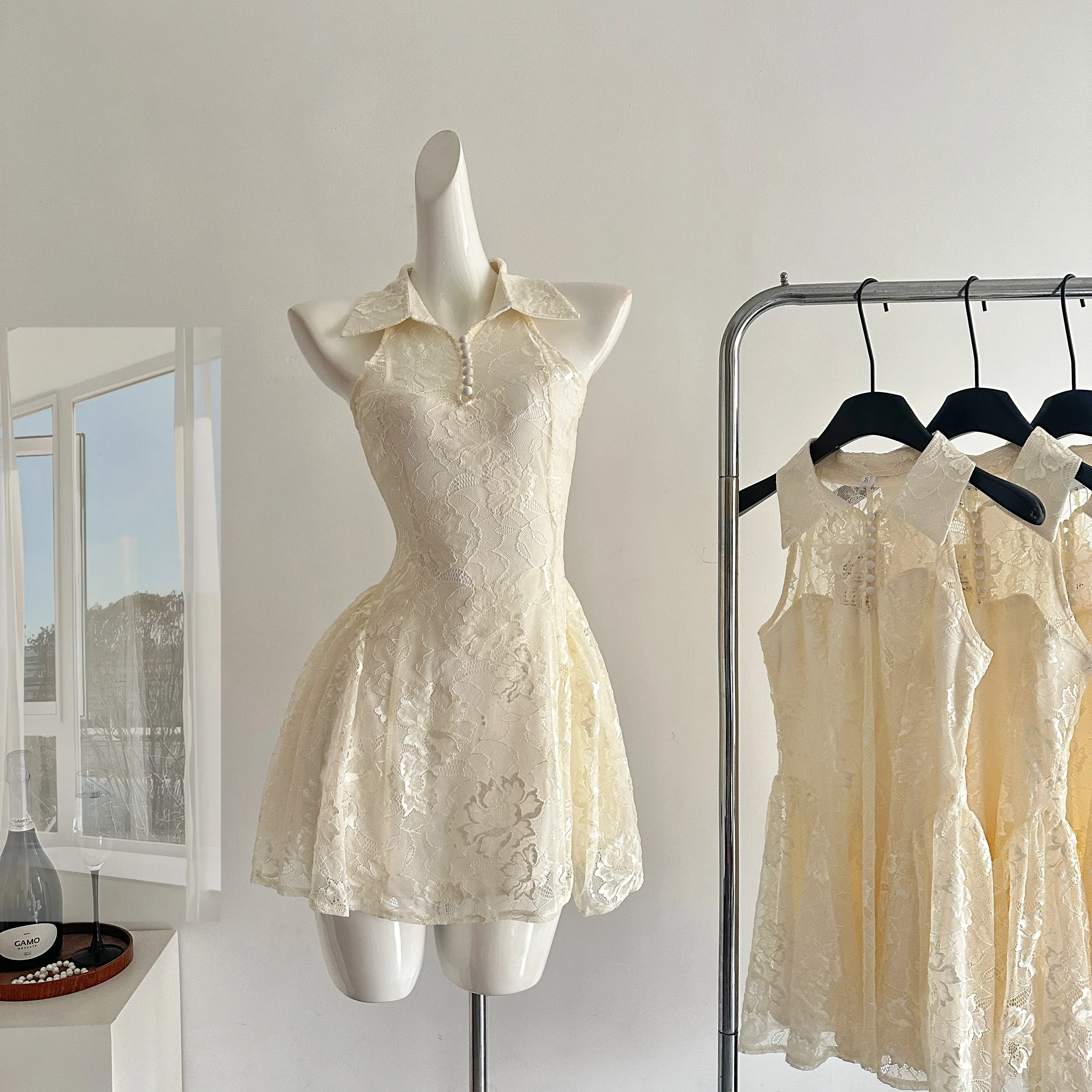 Woman Hanging Neck Lace Patchwork Mini Dress Sexy Slim Y2k Princess Dress Short Party One Piece Dress Korean Fashion Chic
Woman Hanging Neck Lace Patchwork Mini Dress Sexy Slim Y2k Princess Dress Short Party One Piece Dress Korean Fashion Chic