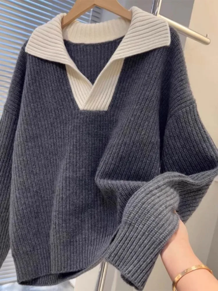 Женский свитер с воротником из меха медведя, осенне-зимний, мягкий, уютный, вязаный, в корейском стиле, свободного кроя, с длинными рукавами, термо.
Женский свитер с воротником из меха медведя, осенне-зимний, мягкий, уютный, вязаный, в корейском стиле, свободного кроя, с длинными рукавами, термо.