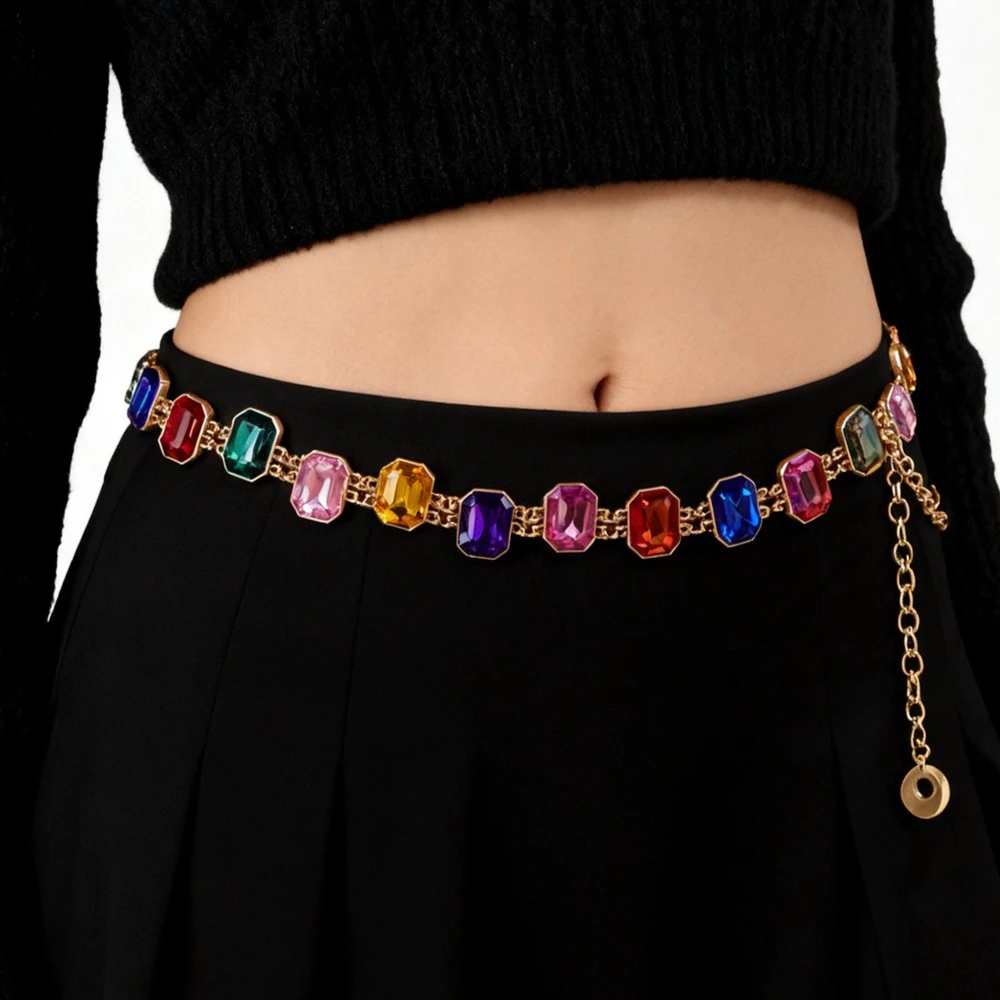 Ins Luxury Mixed Color Rhinestone Metal Waist Belts for Women Summer Dress Belt Decoration Full Diamonds Adjustable Belly Chain
Ins Luxury Mixed Color Rhinestone Metal Waist Belts for Women Summer Dress Belt Decoration Full Diamonds Adjustable Belly Chain