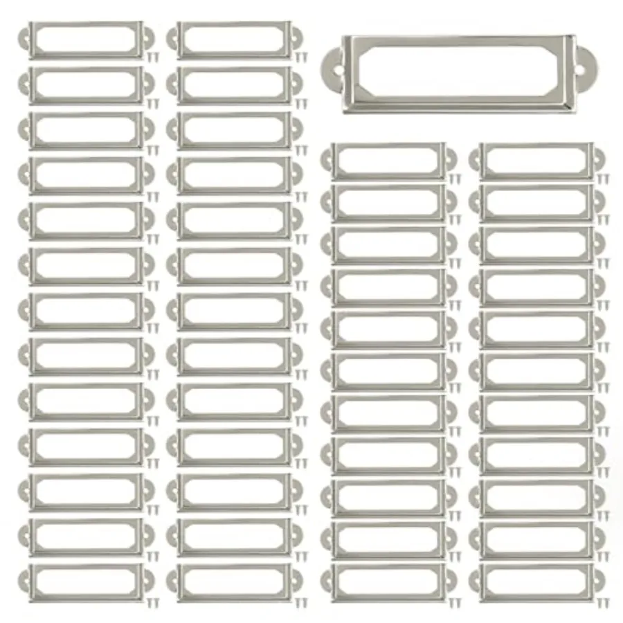 50 Pcs Label Holders Library File Drawer Tags Label Holder Metal Frame Name Card Frame for Drawer Cabinet
50 Pcs Label Holders Library File Drawer Tags Label Holder Metal Frame Name Card Frame for Drawer Cabinet