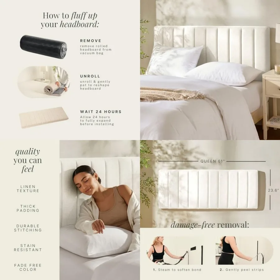 Upholstered Headboard - Easy Assemble Channel Stitched Headboard Size - Wall Mounted Headboards with 3D Soundproof Wall Panels
Upholstered Headboard - Easy Assemble Channel Stitched Headboard Size - Wall Mounted Headboards with 3D Soundproof Wall Panels