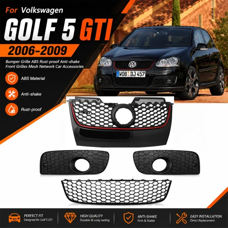 For Volkswagen Golf 5 GTI 2006 2007 2008 2009 Bumper Grille ABS Rust-proof Anti-shake Front Grilles Mesh Network Car Accessories
For Volkswagen Golf 5 GTI 2006 2007 2008 2009 Bumper Grille ABS Rust-proof Anti-shake Front Grilles Mesh Network Car Accessories